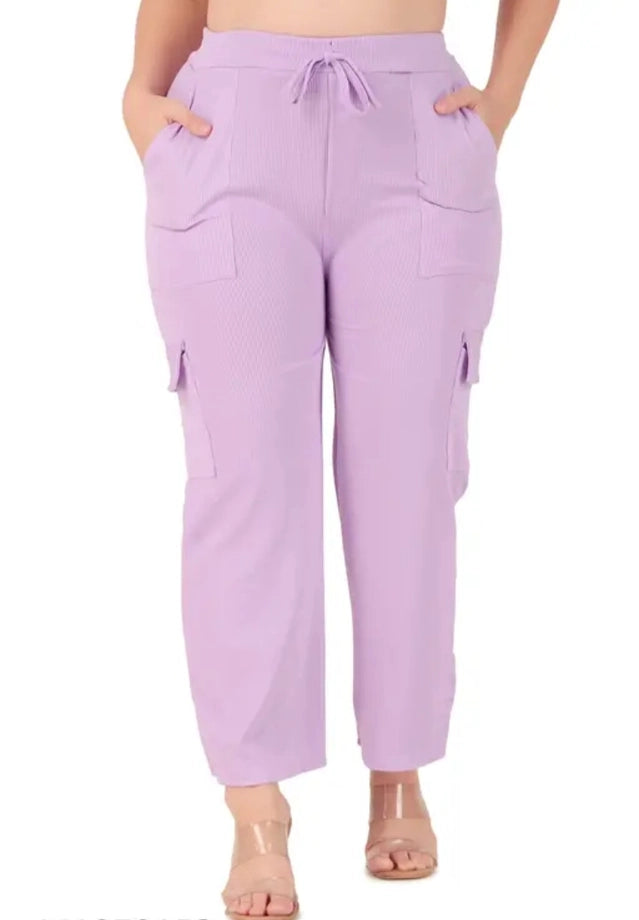Cotton Blend Straight Fit Trouser for Women (Purple, S)